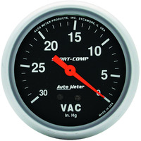 Auto Meter Gauge Sport-Comp Vacuum 2 5/8 in. 30 in. Hg Mechanical Analog Each AMT-3484