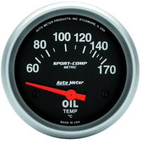 Auto Meter Gauge Sport-Comp Oil Temperature 2 5/8 in. 60-170 Degrees F Electrical Each AMT-3543M