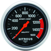 Auto Meter Gauge Sport-Comp Nitrous Pressure 2 5/8 in. 1600psi Digital Stepper Motor Analog Each AMT-3574