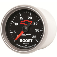 Auto Meter Gauge Sport-Comp II Boost 2 1/16 in. 35psi Mechanical GM Bowtie Black Analog Each AMT-3604-00406