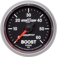 Auto Meter Gauge Sport-Comp II Boost 2 1/16 in. 60psi Mechanical Analog Each AMT-3605