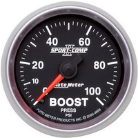 Auto Meter Gauge Sport-Comp II Boost 2 1/16 in. 100psi Mechanical Analog Each AMT-3606