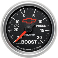 Auto Meter Gauge Sport-Comp II Vacuum/Boost 2 1/16 in. 30 in. Hg/20psi Mechanical GM Bowtie Black Analog Each AMT-3607-00406