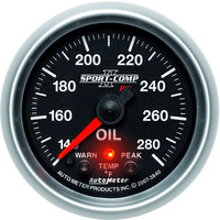 Auto Meter Gauge Sport-Comp II Oil Temperature 2 1/16 in. 140-280 Degrees F Stepper Motor W/Peak & Warn Analog Each AMT-3640