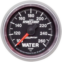 Auto Meter Gauge Sport-Comp II Water Temperature 100-260 Degrees F 2 1/16 in. Analog Electrical Each Each AMT-3655