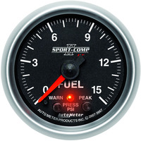 Auto Meter Gauge Sport-Comp II Fuel Pressure 2 1/16 in. 15psi Digital Stepper Motor W/Peak & Warn Analog Each AMT-3667