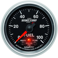 Auto Meter Gauge Sport-Comp II Fuel Pressure 2 1/16 in. 100psi Digital Stepper Motor W/Peak & Warn Analog Each AMT-3671