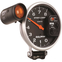 Auto Meter Gauge Sport-Comp Tachometer 5 in. 0-8K RPM Pedestal w/ EXT. Shift-Lite Each AMT-3905