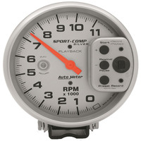 Auto Meter Gauge Ultra-Lite Tachometer 5 in. 0-11k RPM Pedestal w/ RPM Playback Analog Each AMT-3965