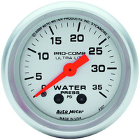 Auto Meter Gauge Ultra-Lite Water Pressure 2 1/16 in. 35psi Mechanical Analog Each AMT-4307