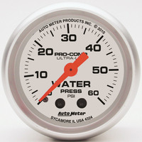 Auto Meter Gauge Ultra-Lite Water Pressure 2 1/16 in. 60psi Mechanical Each AMT-4324