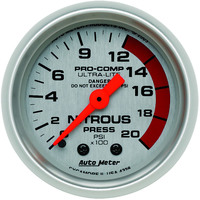 Auto Meter Gauge Ultra-Lite Nitrous Pressure 2 1/16 in. 2000psi Mechanical Analog Each AMT-4328