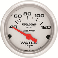 Auto Meter Gauge Ultra-Lite Water Temperature 2 1/16 in. 40-120 Degrees C Electrical Analog Each AMT-4337M