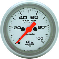 Auto Meter Gauge Ultra-Lite Oil Pressure 0-100 psi 2 1/16 in. Analog Electrical Each AMT-4353