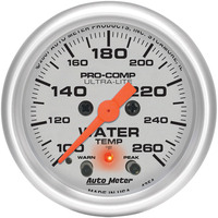 Auto Meter Gauge Ultra-Lite Water Temperature 2 1/16 in. 260 Degrees F Digital Stepper Motor W/Pack & Warn Analog Each AMT-4354