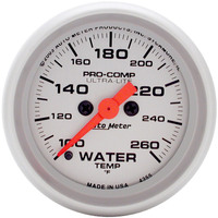 Auto Meter Gauge Ultra-Lite Water Temperature 100-260 Degrees F 2 1/16 in. Analog Electrical Each AMT-4355