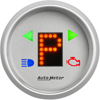 Auto Meter Gauge GEAR POS 2 1/16 in. INCL INDICATORS Silver Dial Red LED Silver Bezel AMT-4359