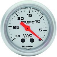 Auto Meter Gauge Ultra-Lite Vacuum 2 1/16 in. 30 in. Hg Mechanical Analog Each AMT-4384