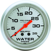 Auto Meter Gauge Ultra-Lite Water Pressure 2 5/8 in. 35psi Mechanical Analog Each AMT-4407