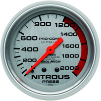 Auto Meter Gauge Ultra-Lite Nitrous Pressure 2 5/8 in. 2000psi Mechanical Analog Each AMT-4428