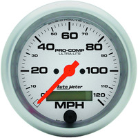 Auto Meter Gauge Ultra-Lite Speedometer 3 3/8 in. 120mph Electric Programmable w/ LCD Odometer Analog Each AMT-4487