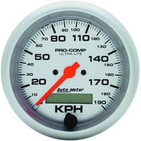 Auto Meter Gauge Ultra-Lite Speedometer 3 3/8 in. 190km/h Electric Programmable w/ LCD Odometer Each AMT-4487M