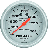 Auto Meter Gauge Ultra-Lite Brake Pressure 2 5/8 in. 2000psi Liquid Filled Mechanical Analog Each AMT-4626