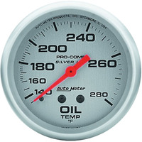 Auto Meter Gauge Ultra-Lite Oil Temperature 2 5/8 in. 140-280 Degrees F 8ft. Liquid Filled Mechanical Analog Each AMT-4641