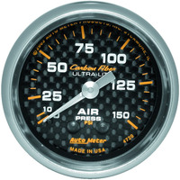 Auto Meter Gauge Carbon Fiber Air Pressure 2 1/16 in. 150psi Mechanical Analog Each AMT-4720