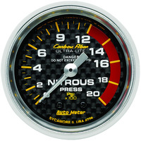 Auto Meter Gauge Carbon Fiber Nitrous Pressure 2 1/16 in. 1600psi Mechanical Analog Each AMT-4728