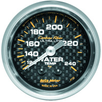 Auto Meter Gauge Carbon Fiber Water Temperature 2 1/16 in. 120-240 Degrees F Mechanical Analog Each AMT-4732