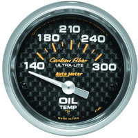 Auto Meter Gauge Carbon Fiber Oil Temperature 2 1/16 in. 140-300 Degrees F Electrical Analog Each AMT-4748