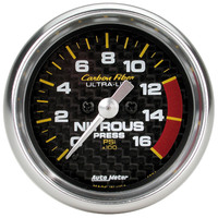 Auto Meter Gauge Carbon Fiber Nitrous Pressure 2 1/16 in. 1600psi Digital Stepper Motor Analog Each AMT-4774