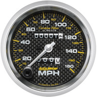 Auto Meter Gauge Carbon Fiber Speedometer 3 3/8 in. 160mph Mechanical Analog Each AMT-4793