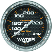 Auto Meter Gauge Carbon Fiber Water Temperature 2 5/8 in. 120-240 Degrees F Mechanical Analog Each AMT-4832