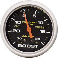 Auto Meter Gauge Pro-Comp Vacuum/Boost 2 5/8 in. 30 in. Hg/20psi Liquid Filled Mechanical Analog Each AMT-5401