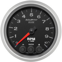 Auto Meter Gauge Elite Series Tachometer 3 3/8 in. 0-10K RPM In-Dash w/ Shift Light & Peak Memory Each AMT-5697