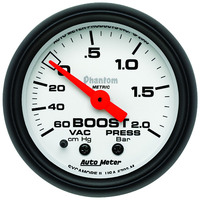 Auto Meter Gauge Phantom Vacuum/Boost 2 1/16 in. 60CMHG - 2.0BAR Mechanical Each AMT-5703M