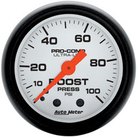 Auto Meter Gauge Phantom Boost 2 1/16 in. 100psi Mechanical Analog Each AMT-5706