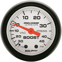 Auto Meter Gauge Phantom Vacuum/Boost 2 1/16 in. 30 in. Hg/45psi Mechanical Analog Each AMT-5708