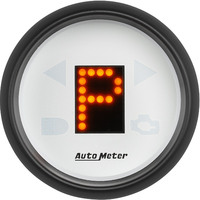 Auto Meter Gauge GEAR POS 2 1/16 in. INCL INDICATORS White Dial Red LED Black Bezel AMT-5759