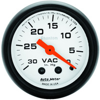 Auto Meter Gauge Phantom Vacuum 2 1/16 in. 30 in. Hg Mechanical Analog Each AMT-5784