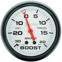 Auto Meter Gauge Phantom Vacuum/Boost 2 5/8 in. 30 in. Hg/20psi Mechanical Analog Each AMT-5801