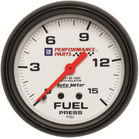 Auto Meter Gauge Phantom Fuel Pressure 2 5/8 in. 15psi Mechanical W/Isolator GM Performance White Each AMT-5813-00407