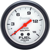 Auto Meter Gauge Phantom Fuel Pressure 2 5/8 in. 15psi Mechanical W/Isolator Each AMT-5813