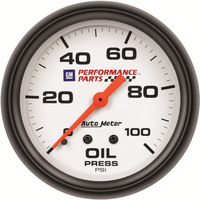 Auto Meter Gauge Oil Pressure 2 5/8 in. 100psi Mechanical GM Performance White Each AMT-5821-00407