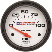 Auto Meter Gauge Oil Pressure 2 5/8 in. 100psi Electrical GM Performance White Each AMT-5827-00407