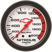 Auto Meter Gauge Bowtie White Nitrous Pressure 2 5/8 in. 2000psi Mechanical GM Each AMT-5828-00406