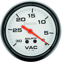 Auto Meter Gauge Phantom Vacuum 2 5/8 in. 30 in. Hg Mechanical Analog Each AMT-5884