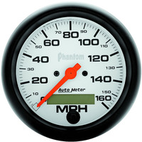 Auto Meter Gauge Phantom Speedometer 3 3/8 in. 160mph Electric Programmable w/ LCD Odometer Analog Each AMT-5888